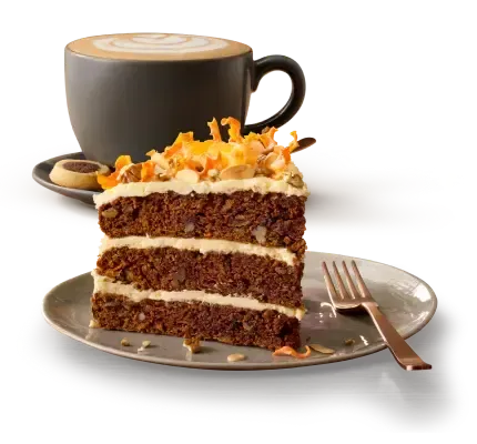Cake and Coffee with a fork on a saucer