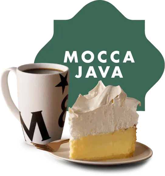 Mocca java coffee with a slice of cake