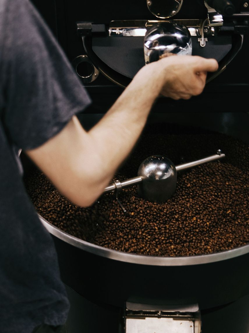 Coffee beans being roasted